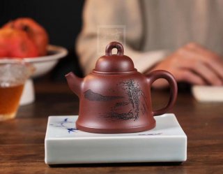 《古鐘》宜興紫砂壺工藝美術師純手工鐘形泡茶壺底槽青茶具 《古鐘》宜興紫砂壺工藝美術師純手工鐘形泡茶壺底槽青茶具